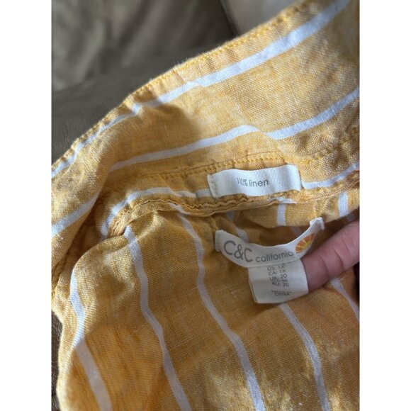 C&C California Linen Tunic Shirt Womens 1X Striped Beach Resort Boho Lagenlook - Picture 3 of 14